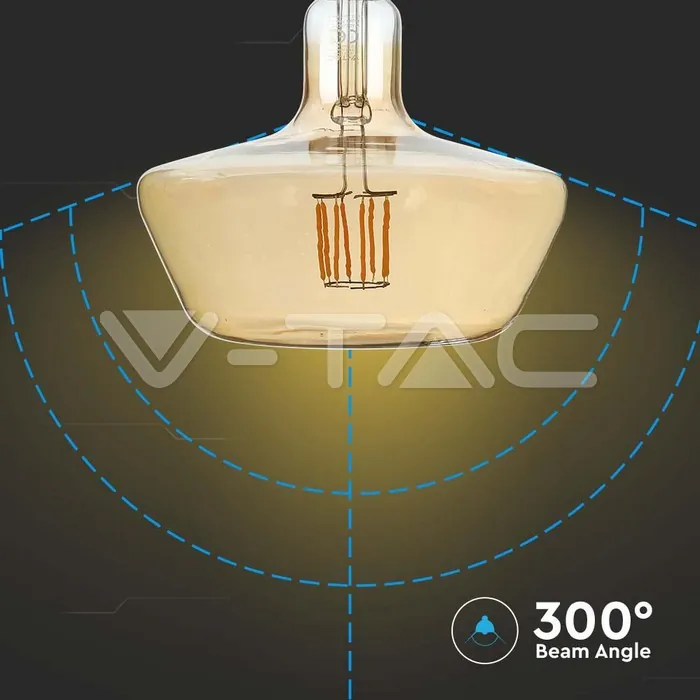 V-TAC VT-212790 LED Крушка 8W Filament E27 T180 Амбър 1800K