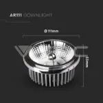 V-TAC VT-212794 LED Крушка AR111 20W Регулиращ Рефлектор 40`D/20`D 6400K Silver