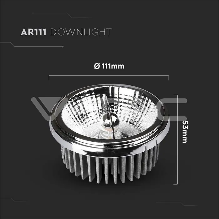 V-TAC VT-212794 LED Крушка AR111 20W Регулиращ Рефлектор 40`D/20`D 6400K Silver