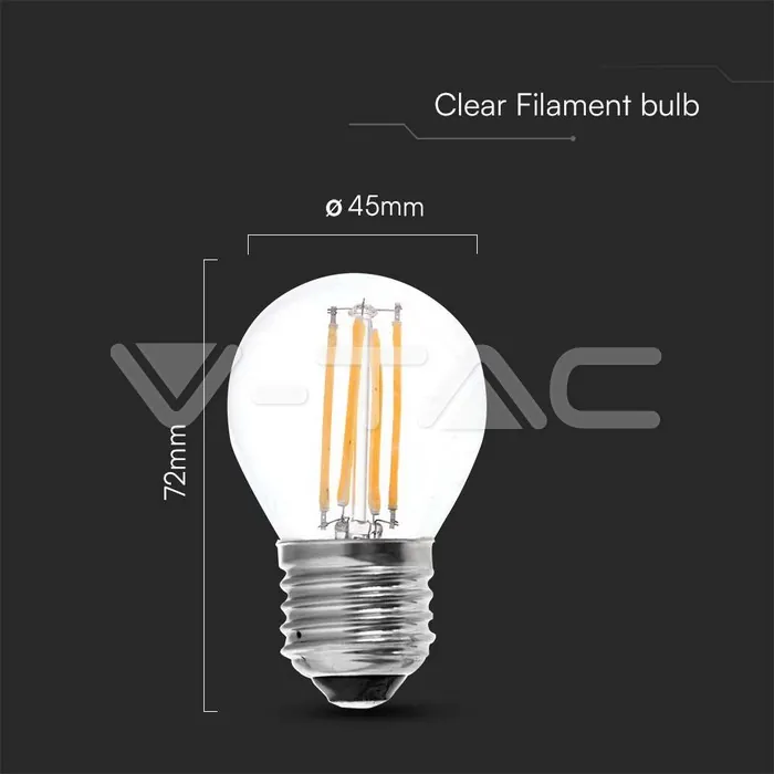 V-TAC VT-212843 LED Крушка 6W Filament E27 G45 4000К
