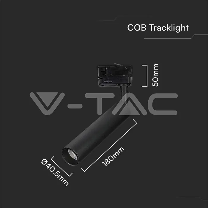 V-TAC VT-21355 7W LED Прожектор Релсов Монтаж SAMSUNG Чип Черен 5000K