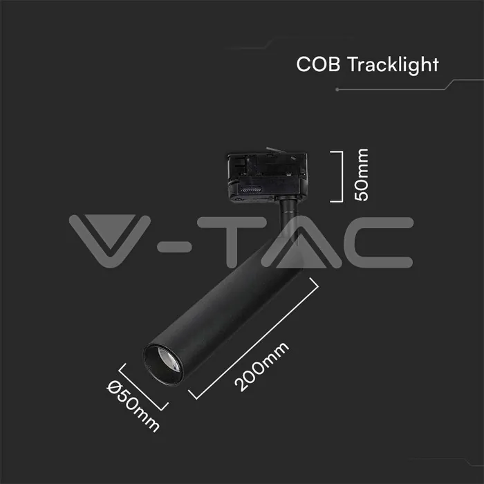 V-TAC VT-21361 15W LED Прожектор Релсов Монтаж SAMSUNG Чип Черен 5000K