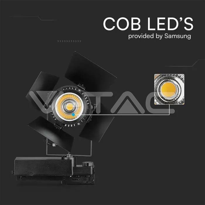 V-TAC VT-21371 33W LED Прожектор Релсов Монтаж SAMSUNG Чип Черен 3000K
