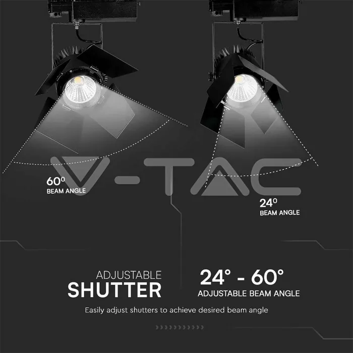 V-TAC VT-21371 33W LED Прожектор Релсов Монтаж SAMSUNG Чип Черен 3000K