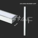 V-TAC VT-21380 LED Линейно   SAMSUNG Чип 40W За Вграждане Сребърно Тяло 4000К 1211x70x35mm