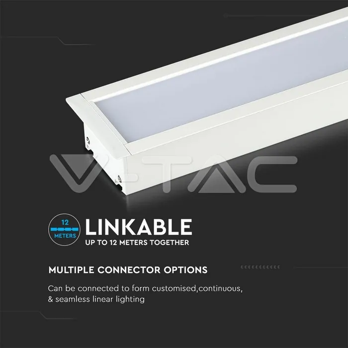 V-TAC VT-21381 LED Линейно   SAMSUNG Чип 40W За Вграждане Бяло Тяло 4000К 1211x70x35mm