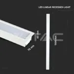 V-TAC VT-21381 LED Линейно   SAMSUNG Чип 40W За Вграждане Бяло Тяло 4000К 1211x70x35mm