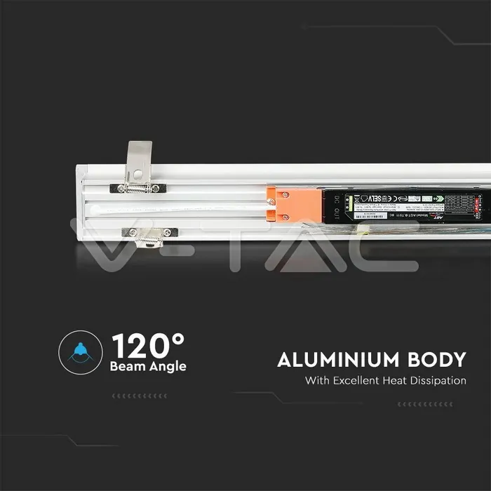 V-TAC VT-21381 LED Линейно   SAMSUNG Чип 40W За Вграждане Бяло Тяло 4000К 1211x70x35mm