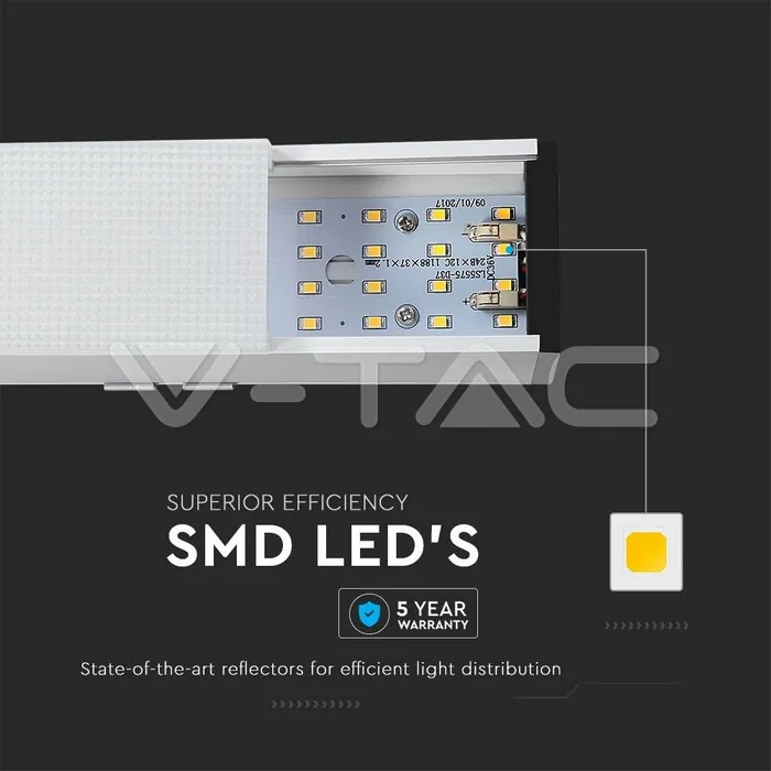 V-TAC VT-21383 LED Линейно   SAMSUNG Чип 40W Висящо Бяло Тяло 4000К 1200x50x65mm
