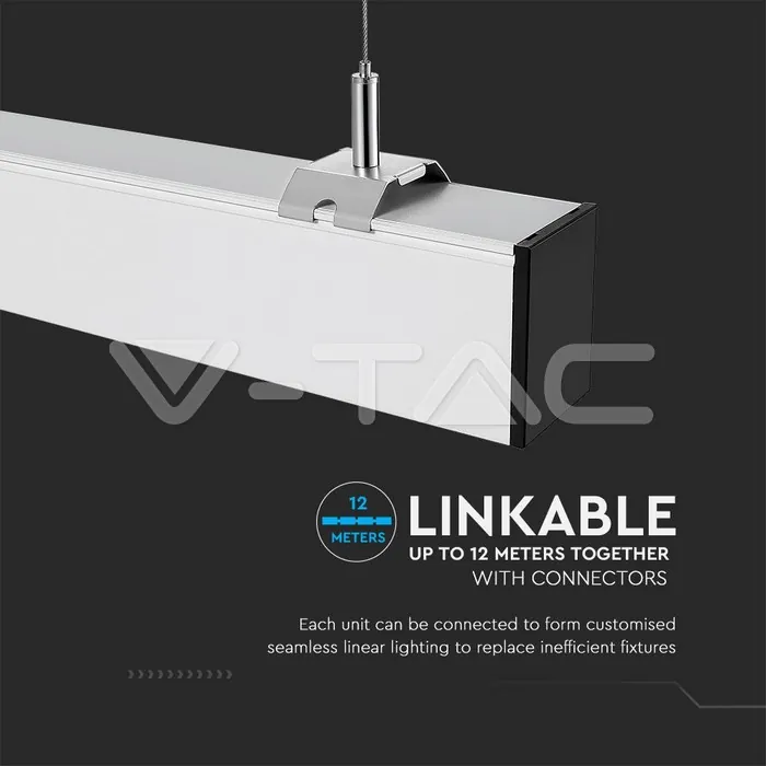 V-TAC VT-21383 LED Линейно   SAMSUNG Чип 40W Висящо Бяло Тяло 4000К 1200x50x65mm