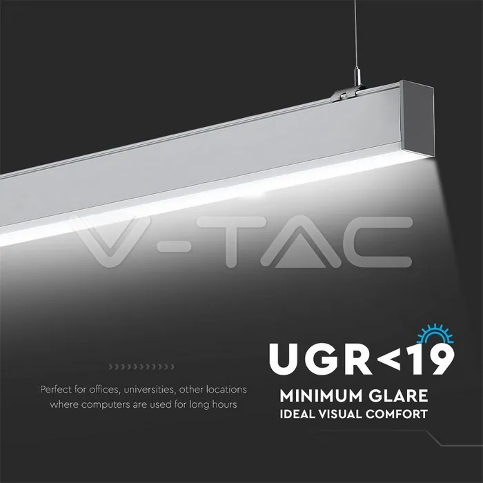 V-TAC VT-21384 LED Линейно   SAMSUNG Чип 40W Висящо Сиво Тяло 4000К 1200x50x65mm