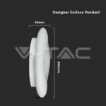 V-TAC VT-213966 22W Пендел/Плафон Кръг 3 Цветен D:300*H:800 Димиращ Бял