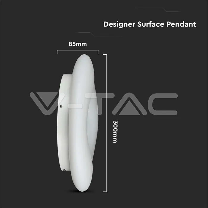 V-TAC VT-213966 22W Пендел/Плафон Кръг 3 Цветен D:300*H:800 Димиращ Бял