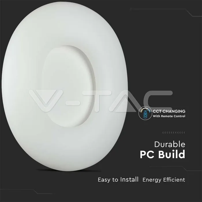 V-TAC VT-213969 80W Пендел/Плафон Кръг 3 Цветен D:750*H:120 Димиращ Бял