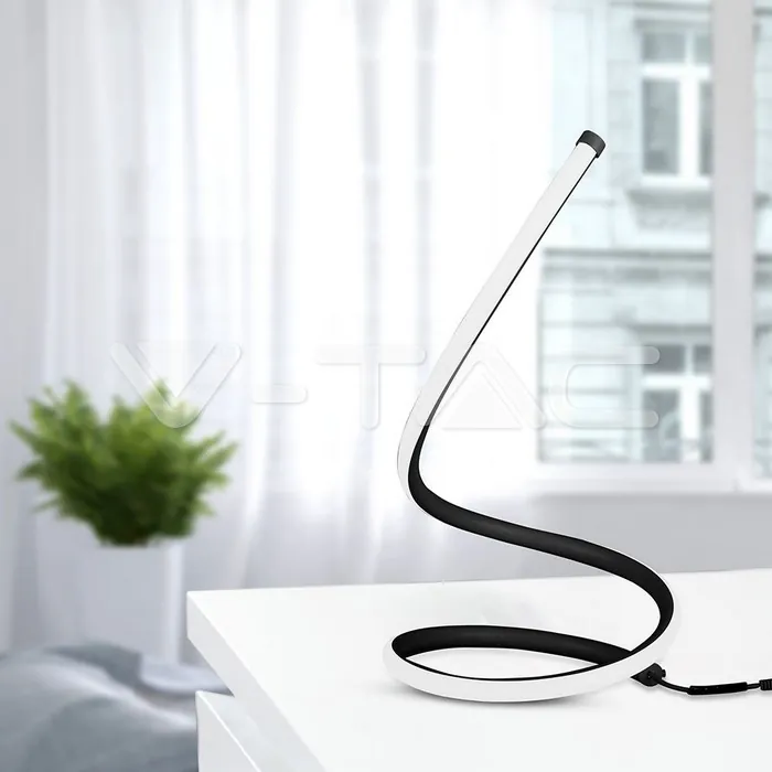 V-TAC VT-2140311 12W LED Настолна Лампа Извита Кабел - Ключ 3000К Черна