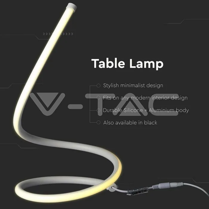 V-TAC VT-2140321 17W LED Настолна Лампа Извита Кабел - Ключ 3000К Бяла