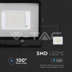 V-TAC VT-21408 50W LED Прожектор SAMSUNG Чип SMD G2 Черно Тяло 6500К