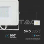 V-TAC VT-21410 50W LED Прожектор SAMSUNG Чип SMD G2 Бяло Тяло 4000К