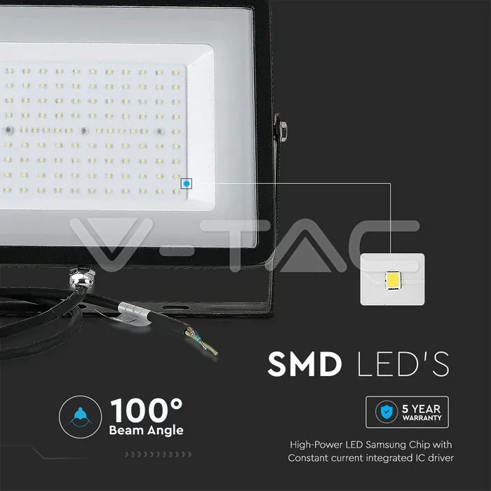 V-TAC VT-21422 300W LED Прожектор SAMSUNG Чип G2 SMD Черно Тяло 4000К
