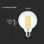V-TAC VT-214305 LED Крушка 6W Filament E27 G95 3000K
