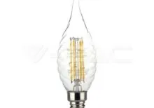 V-TAC VT-214308 LED Крушка 4W Filament E14 Кендъл Спирала Пламък 3000K