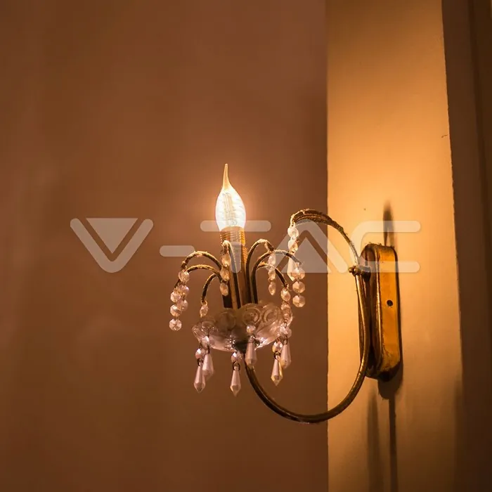 V-TAC VT-214308 LED Крушка 4W Filament E14 Кендъл Спирала Пламък 3000K