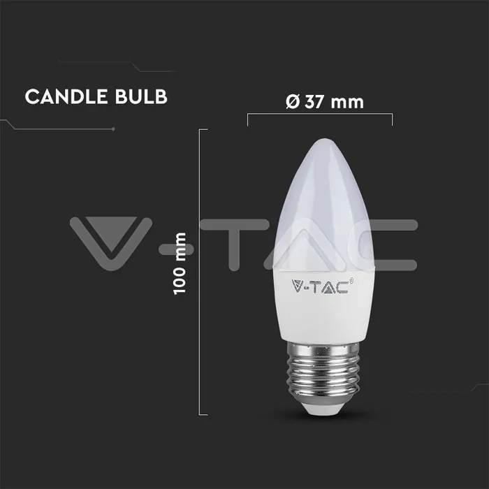 V-TAC VT-2143441 LED Крушка 6W E27 Кендъл 6500K