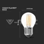 V-TAC VT-214428 LED Крушка 4W Filament E27 G45 6500К