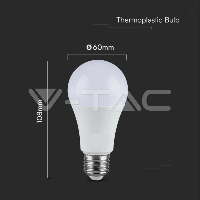 V-TAC VT-214456 LED Крушка 17W E27 A65 Термо Пластик 3000K