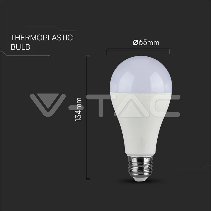 V-TAC VT-214457 LED Крушка 17W E27 A65 Термо Пластик 4000K