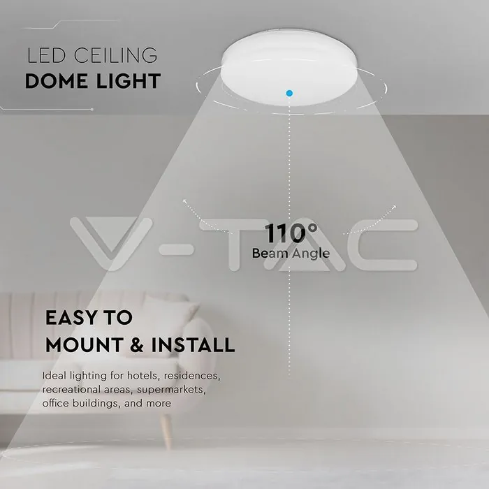 V-TAC VT-2155669 15W LED Плафон SAMSUNG Чип Frameless Кръг 4000K IP44 120lm/W
