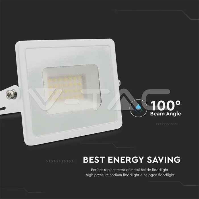 V-TAC VT-215955 30W LED Прожектор Е-Series G2 Бяло Тяло 3000K
