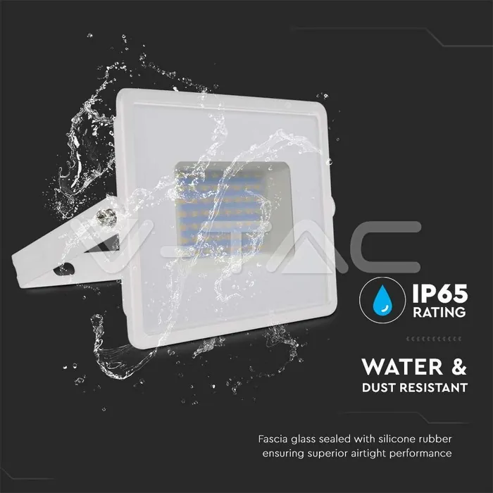 V-TAC VT-215962 50W LED Прожектор Е-Series G2 Бяло Тяло 4000K