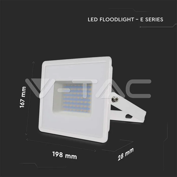 V-TAC VT-215962 50W LED Прожектор Е-Series G2 Бяло Тяло 4000K