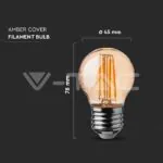 V-TAC VT-217100 LED Крушка 4W Filament E27 G45 Amber Cover 2200К