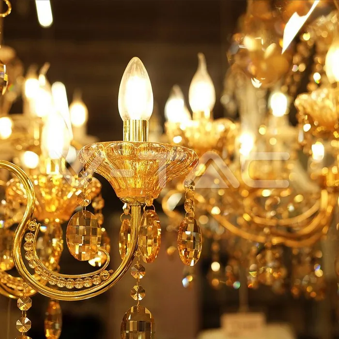 V-TAC VT-217115 LED Крушка 4W Filament E14 Кендъл Амбър Спирала 2200K