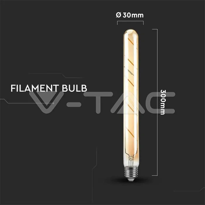 V-TAC VT-217142 LED Крушка 5W T30 E27 Filament Amber Покритие 2200K