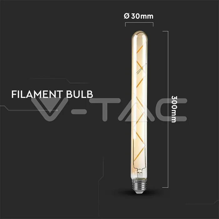 V-TAC VT-217144 LED Крушка 7W T30 E27 Filament Amber Покритие 2200K