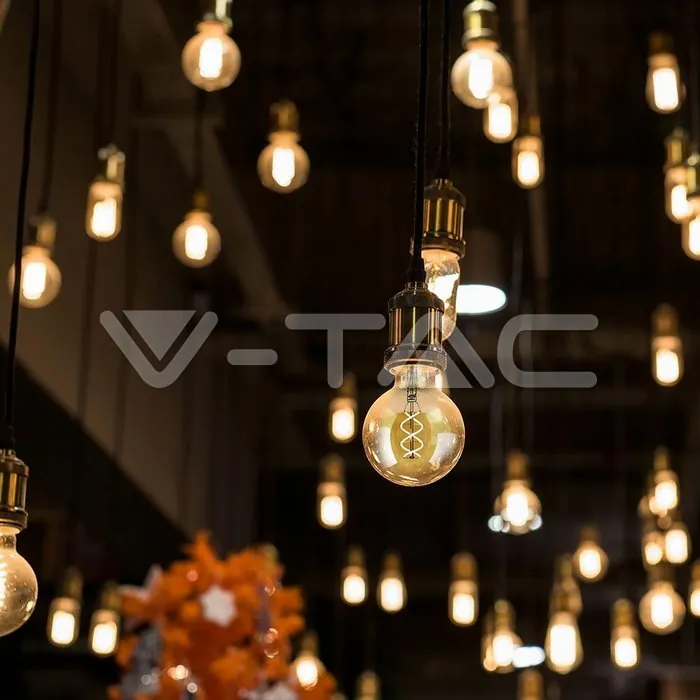 V-TAC VT-217216 LED Крушка 5W Filament E27 G125 Амбър 1800К