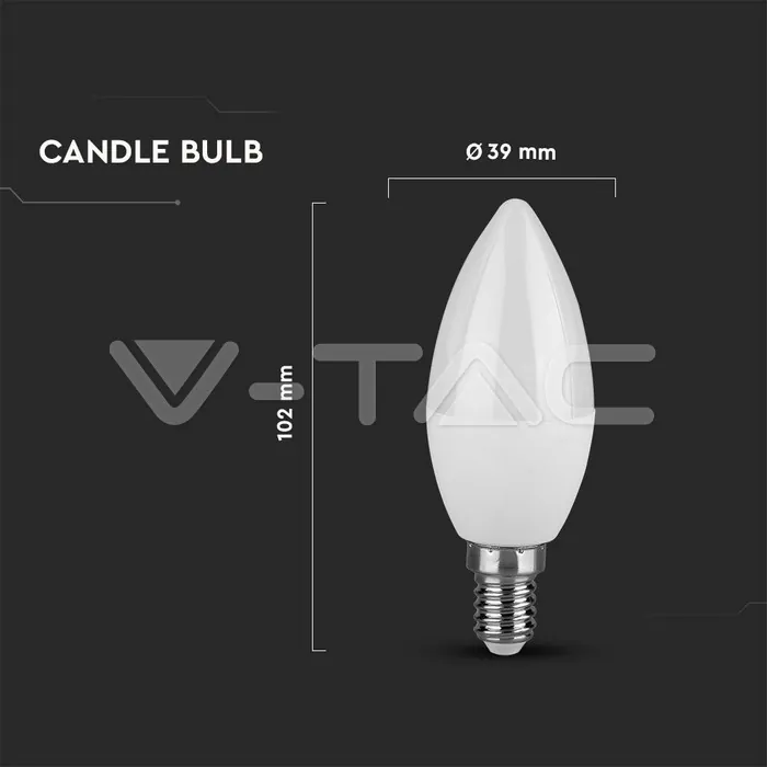 V-TAC VT-217265 LED Крушка 4.5W E14 Кендъл 6500K бр./блистер
