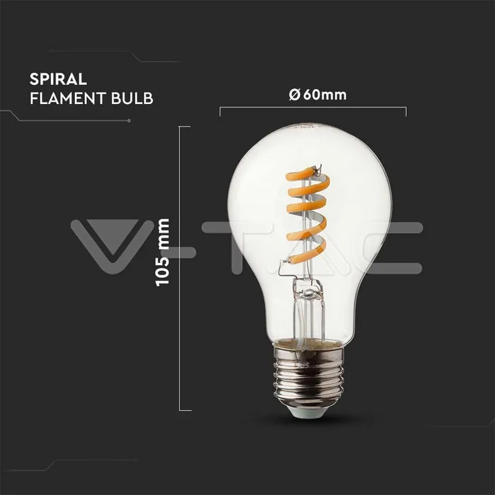 V-TAC VT-217336 LED Крушка 4W E27 Filament A60 3000К