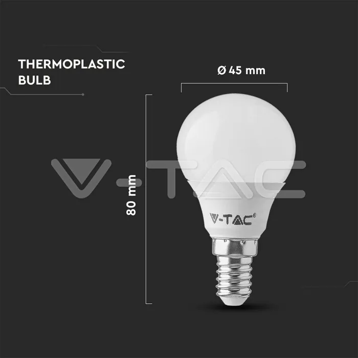 V-TAC VT-217357 LED Крушка 4.5W E14 P45 3000K 3 бр./сет