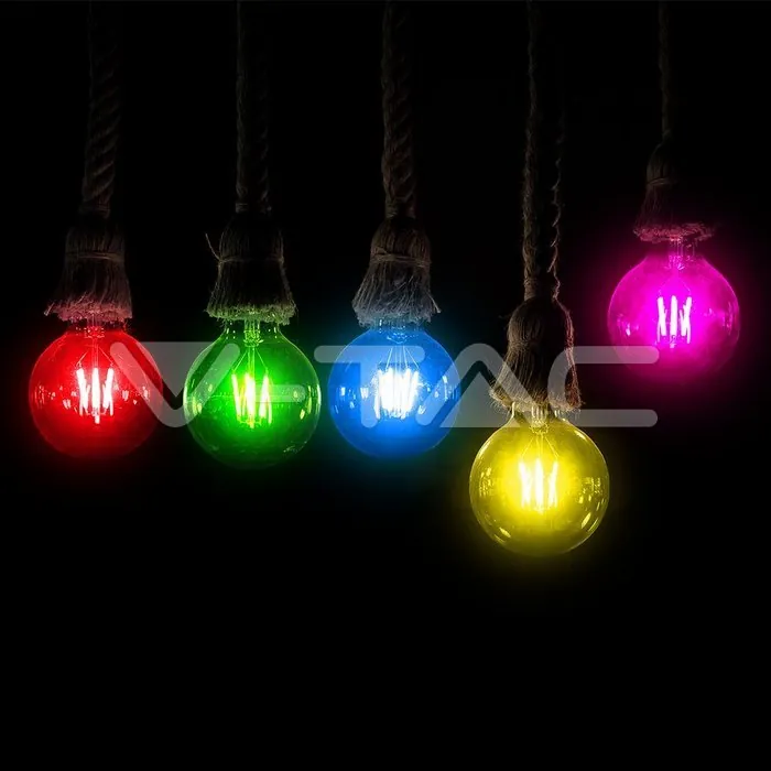 V-TAC VT-217413 LED Крушка 2W Filament E27 G45 Червена