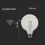 V-TAC VT-217454 LED Крушка 12W Filament E27 G125 4000K