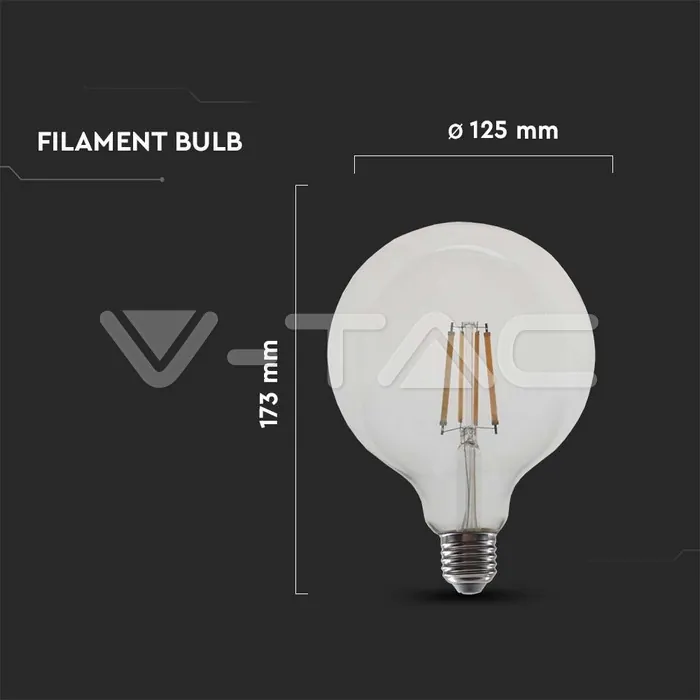 V-TAC VT-217454 LED Крушка 12W Filament E27 G125 4000K