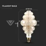 V-TAC VT-217465 LED Крушка 8W Filament E27 S200 Димиращ Двойно опушен 1800K
