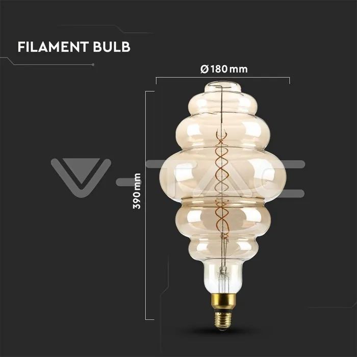 V-TAC VT-217465 LED Крушка 8W Filament E27 S200 Димиращ Двойно опушен 1800K