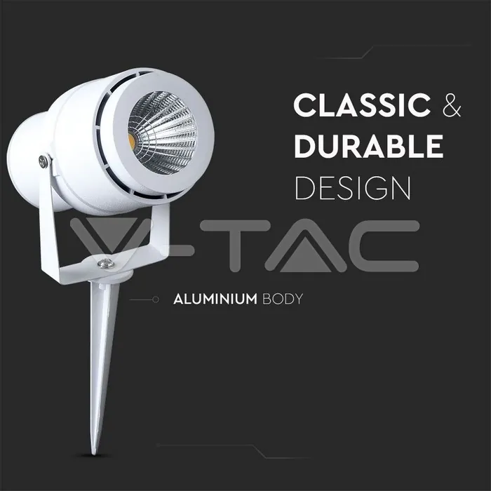V-TAC VT-217547 12W Градинска Лампа Тип Колче Бяло Тяло 3000К