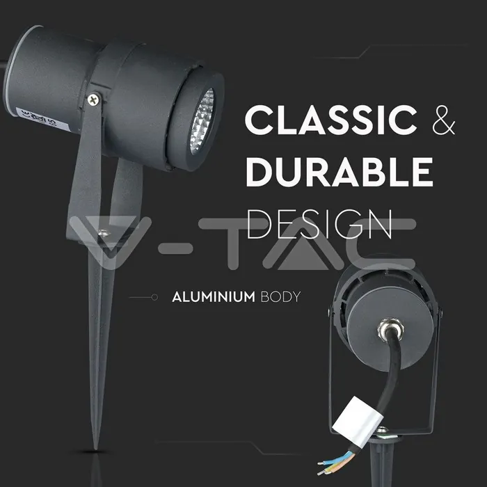 V-TAC VT-217551 12W Градинска Лампа Тип Колче Сиво Тяло 4000К