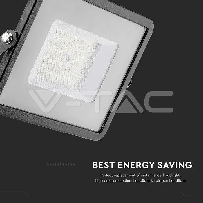 V-TAC VT-21761 50W LED Прожектор SAMSUNG Чип SMD G2 Slim Черно Тяло 6500К